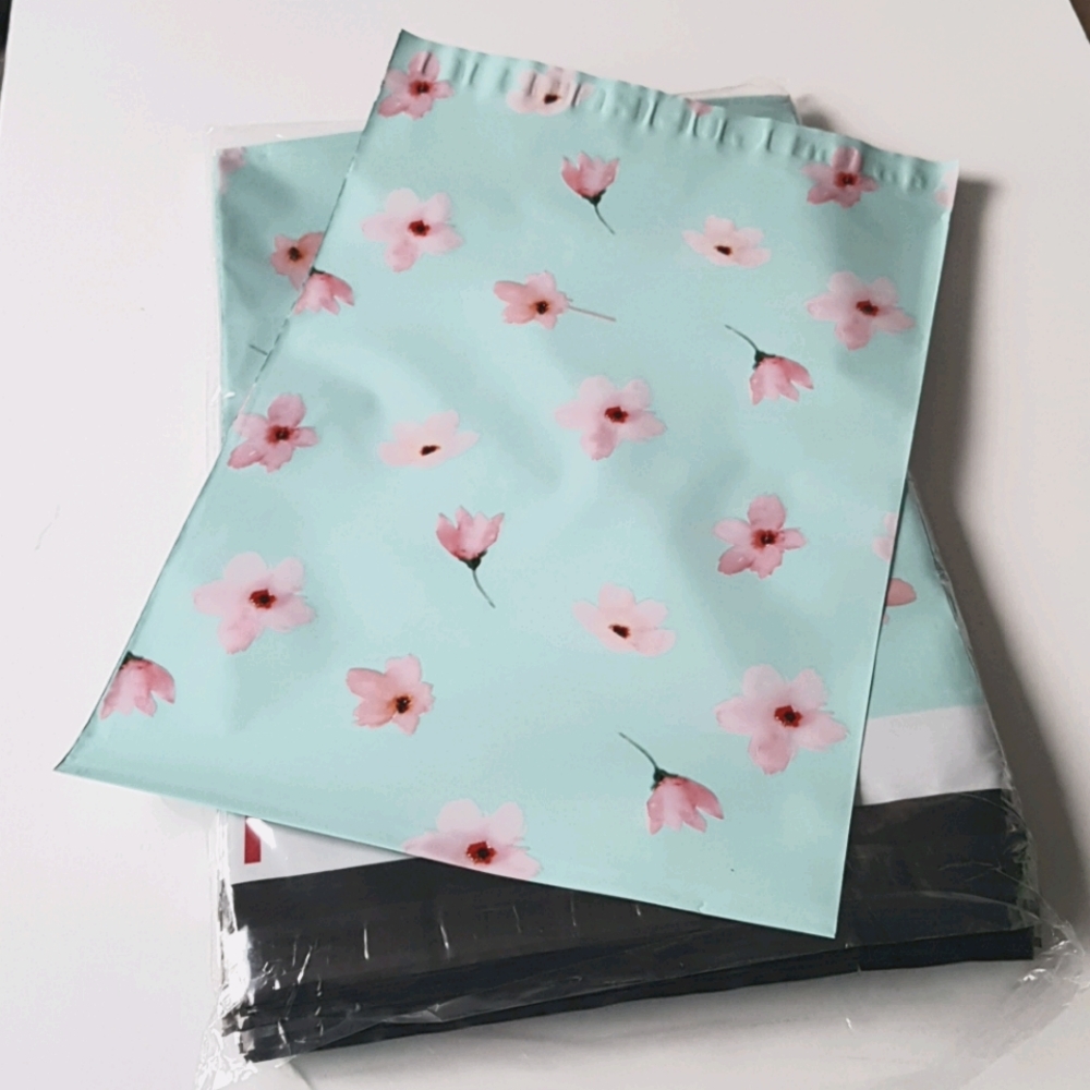 25 pcs Pink Flowers Poly Mailers 10x13" inches